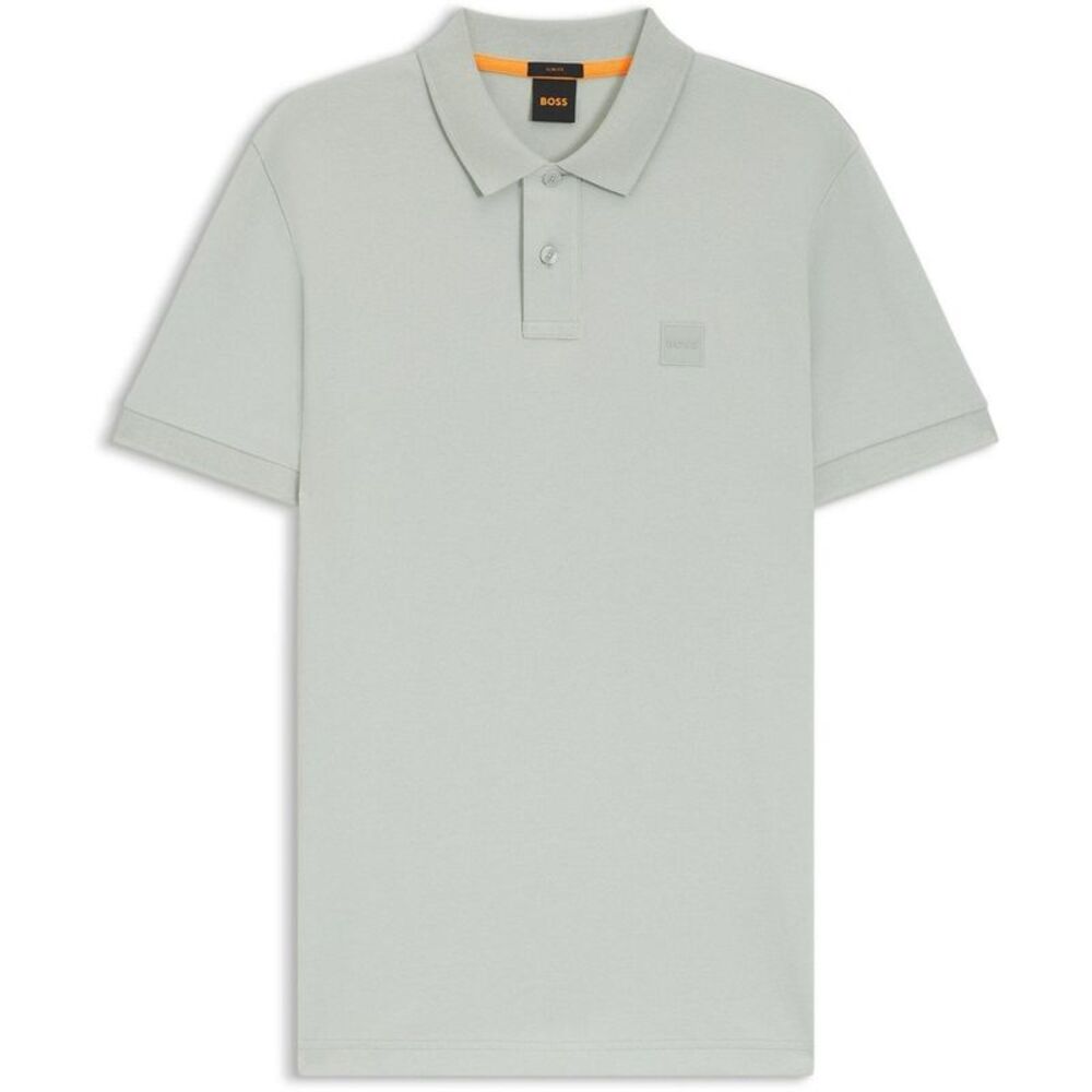 Boss Mens Passenger Box Logo Polo Shirt / Silver